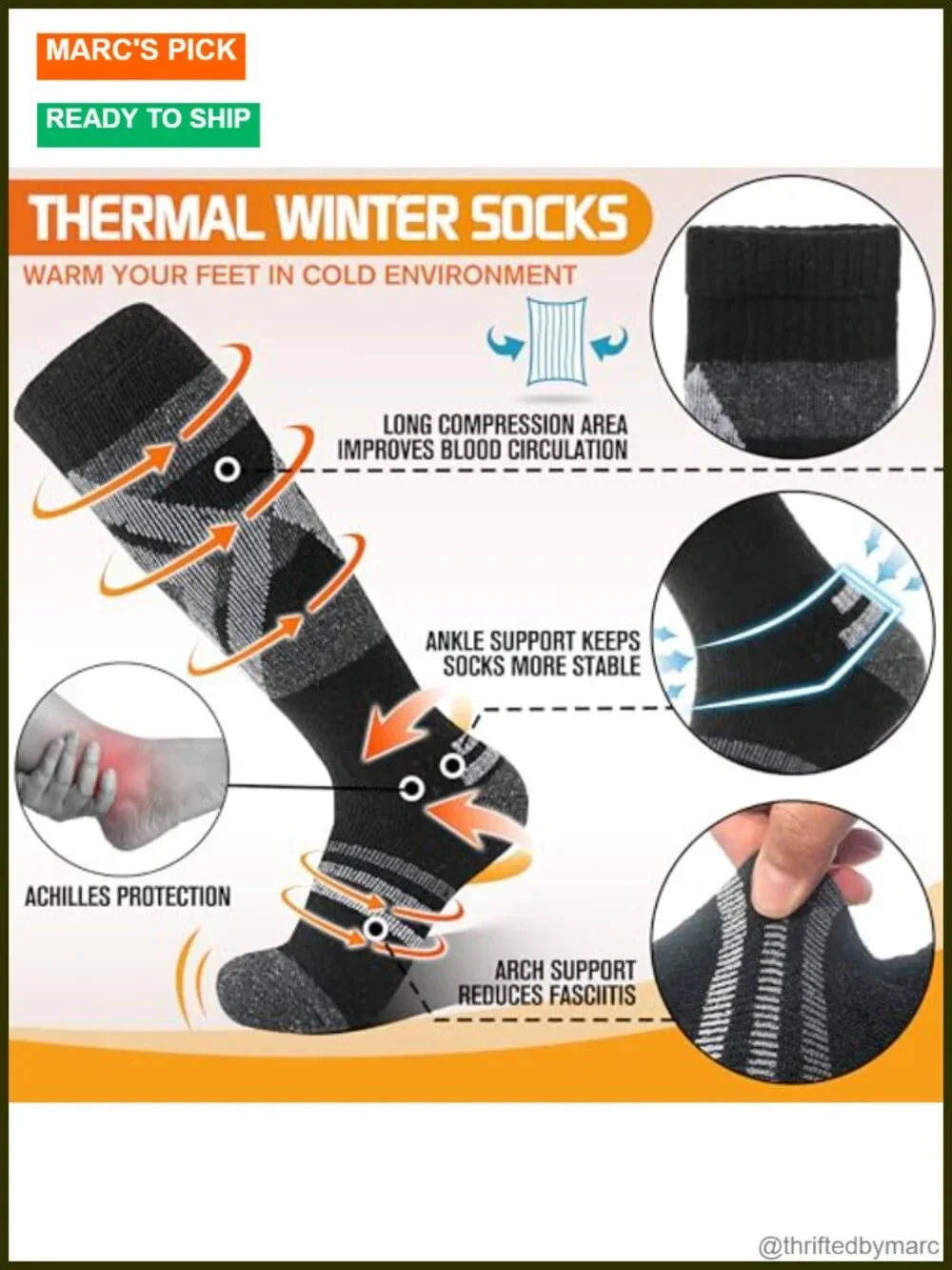 3 Pairs Merino Wool Ski Socks Thermal Winter Thick Knee High for Snowboarding